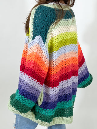 Chunky Stripe Cardigan | Rainbow