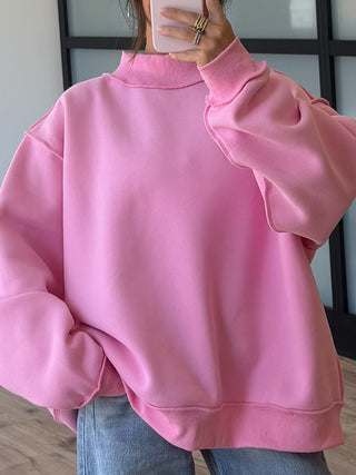 Inside-Out Mock Neck Sweatshirt | Bubblegum