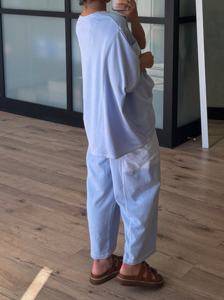 Step Out Oversized Dolman Top | Sky Blue