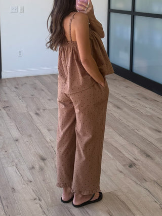 Claudine Dot Tank + Pants Set | Mocha