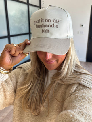 'Put It On My Husband's Tab' Canvas Cap | 4 Colors Available