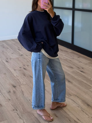 Take Two Layered Pullover | Navy | +Plus Available