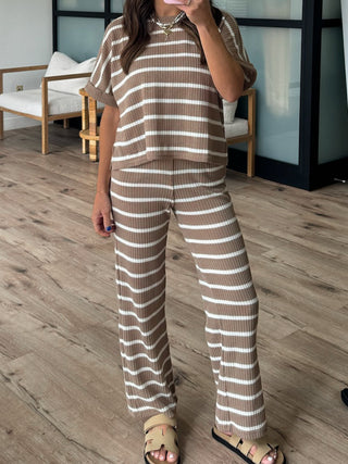 Always Cozy Stripe Set | Taupe