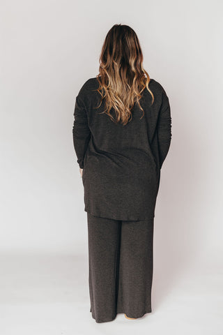 Ally Long Sleeve + Cropped Pants Set | Charcoal | +Plus Available