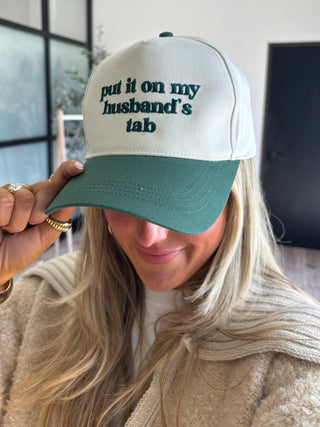 'Put It On My Husband's Tab' Canvas Cap | 4 Colors Available