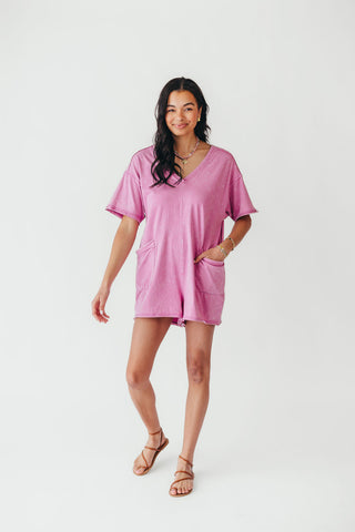 Mineral Wash Casual Romper | Orchid | +Plus Available