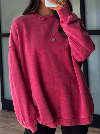 Oak Park Mineral Wash Pullover | Red