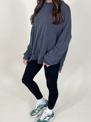 Comfy Ribbed Pullover | Charcoal | +Plus Available | BLACK TUESDAY DOORBUSTER