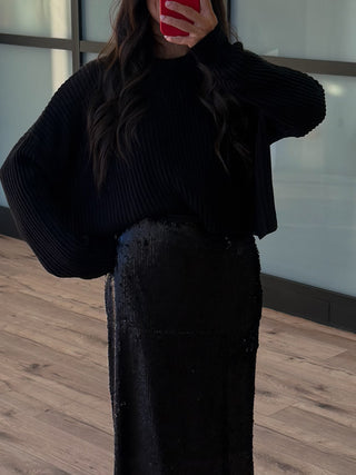 Huntley Ribbed Knit Sweater | Black