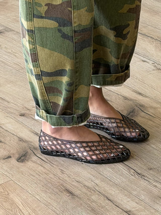 Jelly Mesh Ballet Flats | Black