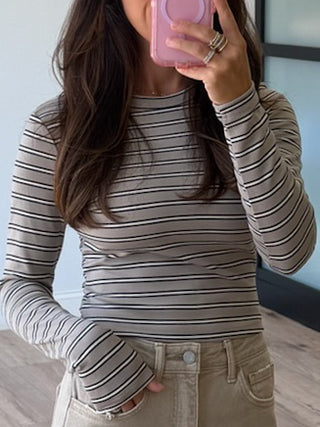 Slow Days Stripe Long Sleeve Top | Granite