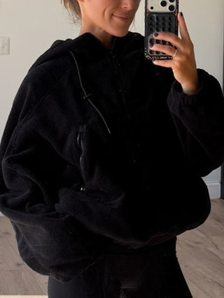 Everywhere Fleece Half-Zip Hoodie | Black