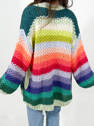 Chunky Stripe Cardigan | Rainbow