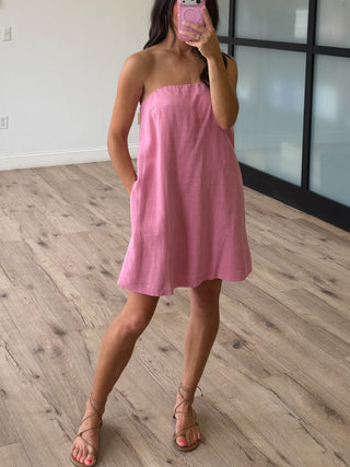 Alejandra Strapless Shift Dress | Rose