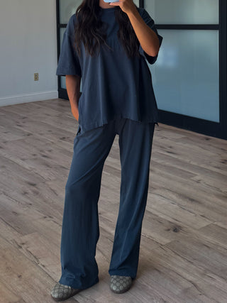 Loungeful Tee + Pants Set | Smoky Blue