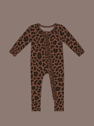 Leopard Ruffle Ribbed Zippy | Tiny Talulah