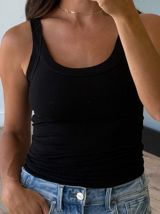 Scoop Essential Ribbed Tank | Black | +Plus Available | RESTOCK