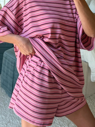 Jovi Waffle Knit Tee + Shorts Set | Rose Berry | +Plus Available