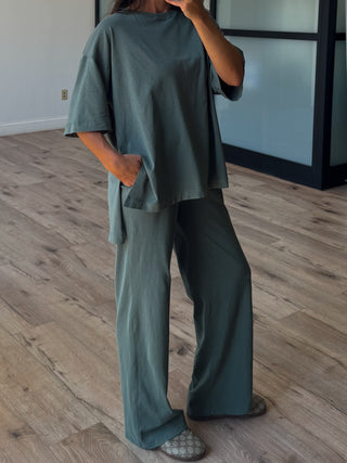 Loungeful Tee + Pants Set | Eucalyptus