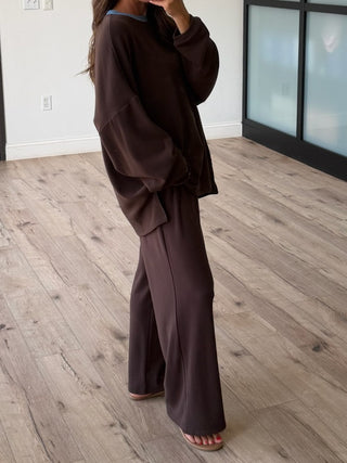 Just Chillin' Contrast Knit Pullover | Espresso Mist