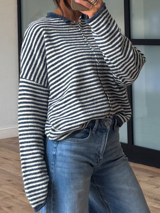 Isla Cardigan | Mini Striped Denim | RESTOCK
