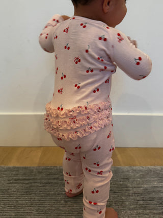 Cherry Pointelle Ruffle Zippy | Tiny Talulah