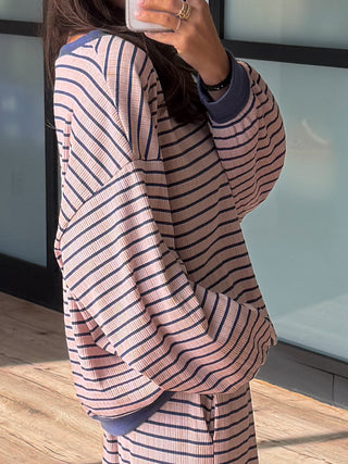 Blushin' Sailor Ribbed Contrast Top
