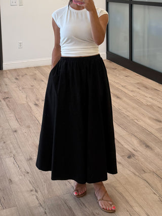 Carousel Poplin Skirt | Black