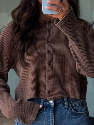 Thermal Buttoned Top | Cocoa