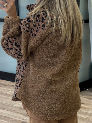 Patched Up Leopard Teddy Shacket