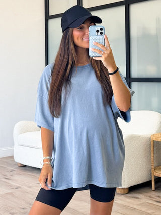 Low Key Boyfriend Tee | Steel Blue | RESTOCK