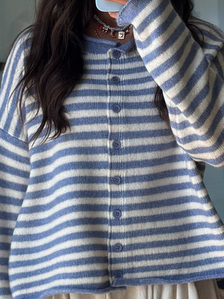 Rielle Stripe Cardigan | Sky