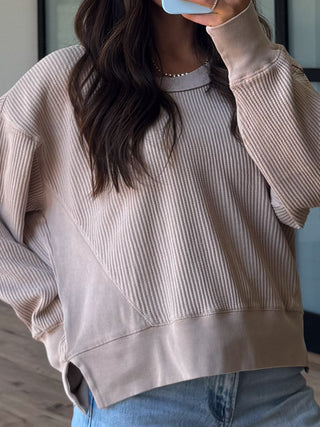 Banner Waffle Knit Top | Sand