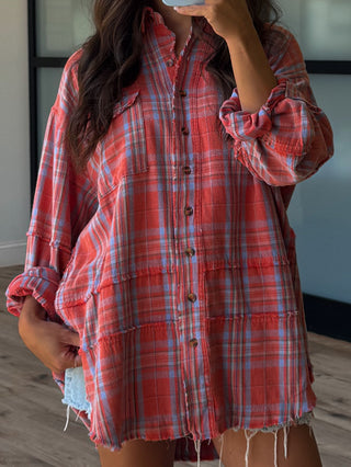 Vintage Flannel Button-Down | Coral