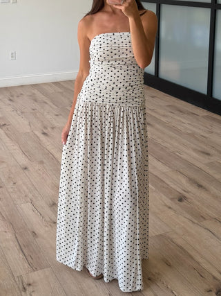 Euro Dot Strapless Maxi Dress