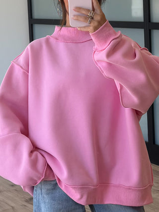 Inside-Out Mock Neck Sweatshirt | Bubblegum