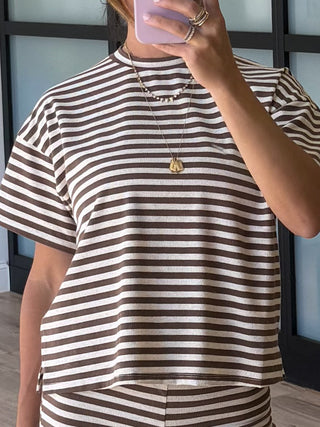 Miah Ribbed Knit Tee | Cocoa Cream