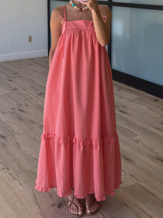 Orchard Peach Gingham Maxi Dress
