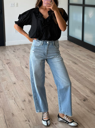 Aimee Ruffle Poplin Blouse