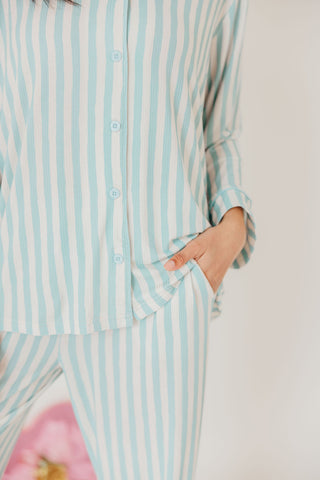 Candy Stripe Pajama Set | Blue | +Plus Available