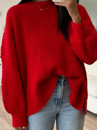 Lev Textured Sweater | Red | +Plus Available