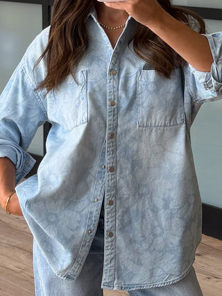 Jordyn Floral Denim Shacket | +Plus Available