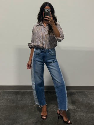 Dual Tone Barrel Jeans | RESTOCK