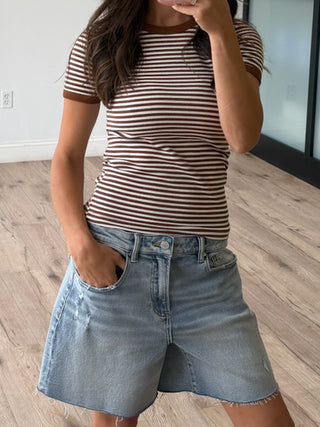 On With It Stripe Tee | Chocolate