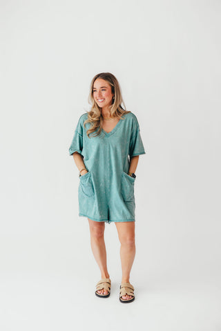 Mineral Wash Casual Romper | Jade