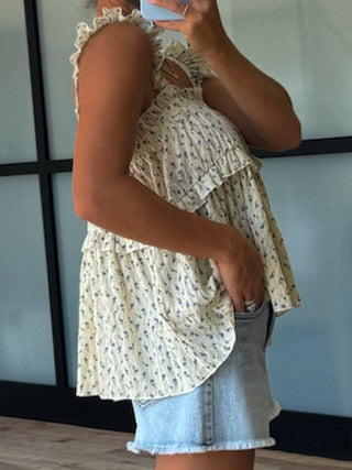 Twilight Floral Ruffle Top