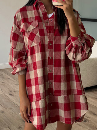 Orchard Plaid Shirt Dress | Candy Apple | +Plus Available