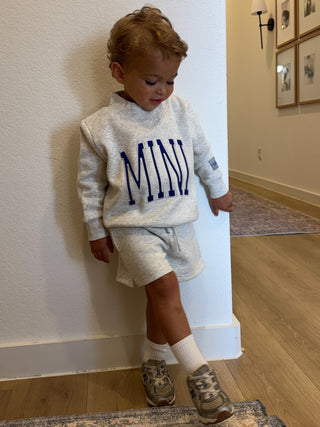 Kids "MINI" Mock Neck Shorts Set | Grey | Tiny Talulah