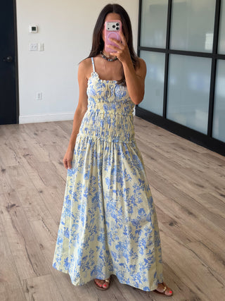 Juliette Smocked Maxi Dress | Blue Haze
