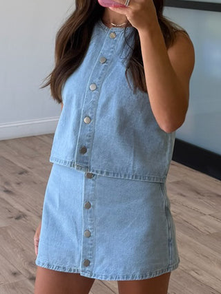 Isobel Buttoned Denim Skort